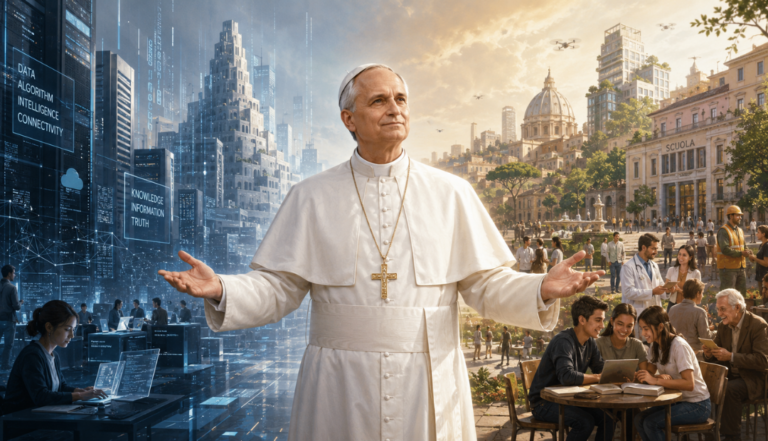 Inteligencia artificial y dignidad humana en un debate sobre ética, educación y tecnología responsable. Visión de Chat GPT del Papa León XIV en base a su encíclica Magnifica Humanitas